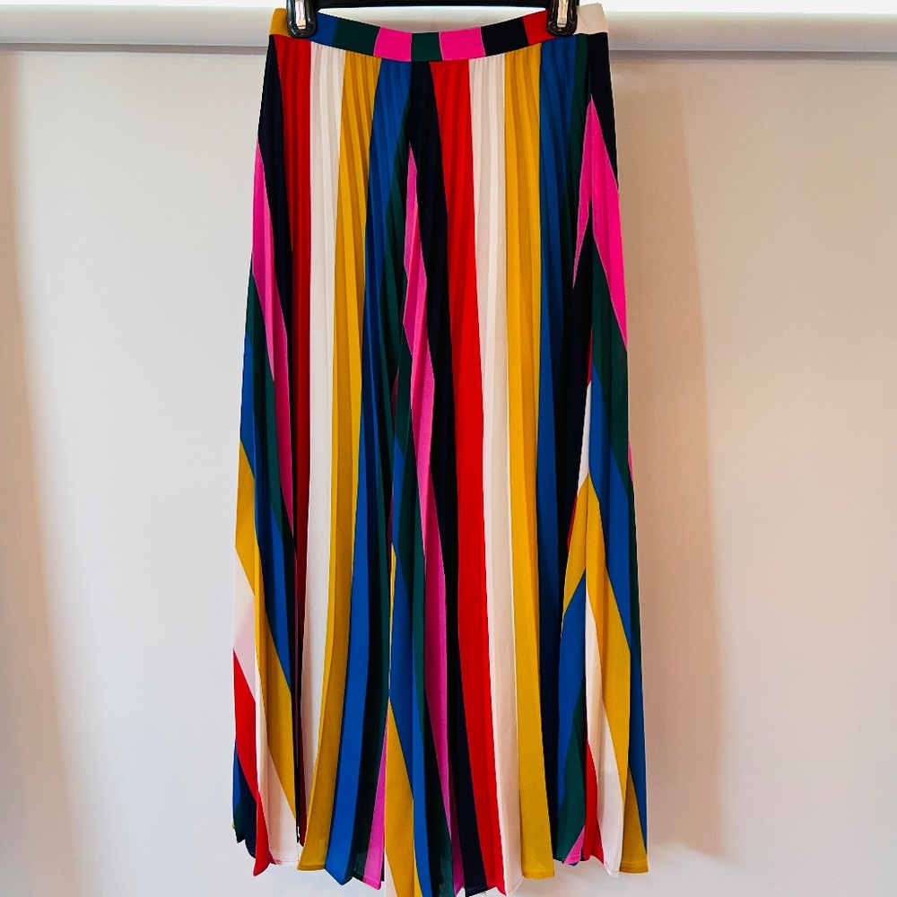 Boden Multicolor Pleated Midi Skirt - Bright Stripe Print - Picture 8 of 8